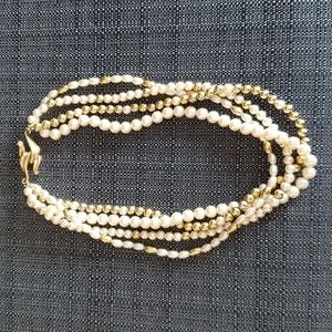 4-strand pearl and gold vintage necklace